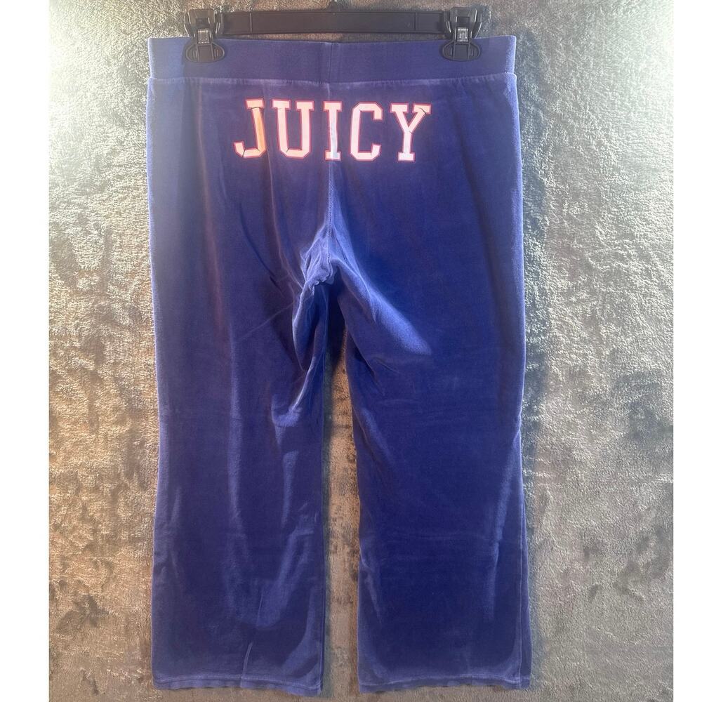 Streetwear x Juicy Couture Royal Blue Velour Wide-Leg Track Pants Large Y2K